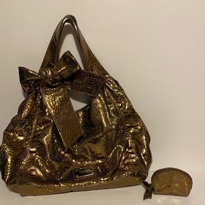 Nine West Metallic Gold 80s inspired purse